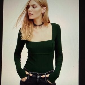 Free People Lala Layering Top - Evergreen - Medium